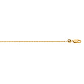 Sterling Silver 1.4mm Yellow Plated Diamond Cut Cable 20 Chain with Lobster Clasp